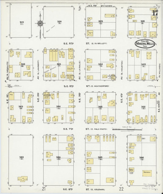 Sanborn Fire Insurance Map from Mineral Wells, Palo Pinto County, Texas (1921), Sheet #0017 - Historic Sanborn Fire Insurance Map Print, vintage old map wall art, antique decor, genealogy gift, Texas Texas map