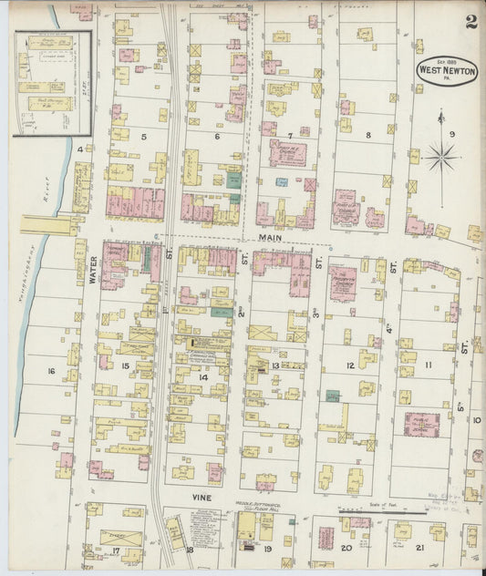 Sanborn Fire Insurance Map from West Newton, Westmoreland County, Pennsylvania (1899), Sheet #0002 - Historic Sanborn Fire Insurance Map Print, vintage old map wall art, antique decor, genealogy gift, Pennsylvania Pennsylvania map