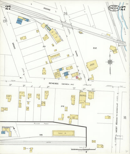 Sanborn Fire Insurance Map from Oneida, Madison County, New York (1923), Sheet #0027 - Historic Sanborn Fire Insurance Map Print, vintage old map wall art, antique decor, genealogy gift, New York New York map