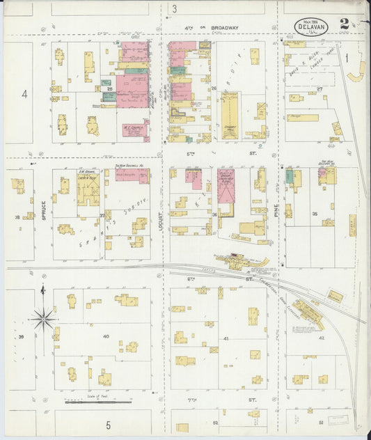 Sanborn Fire Insurance Map from Delavan, Tazewell County, Illinois (1906), Sheet #0002 - Historic Sanborn Fire Insurance Map Print, vintage old map wall art, antique decor, genealogy gift, Illinois Illinois map