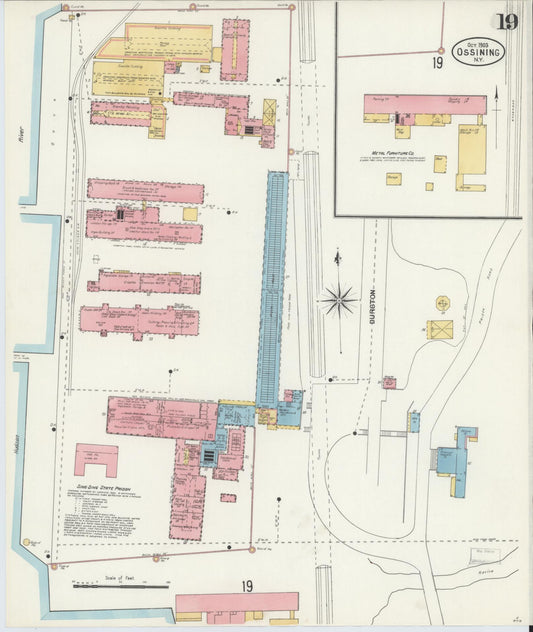 Sanborn Fire Insurance Map from Ossining, Westchester County, New York (1903), Sheet #0019 - Historic Sanborn Fire Insurance Map Print, vintage old map wall art, antique decor, genealogy gift, New York New York map