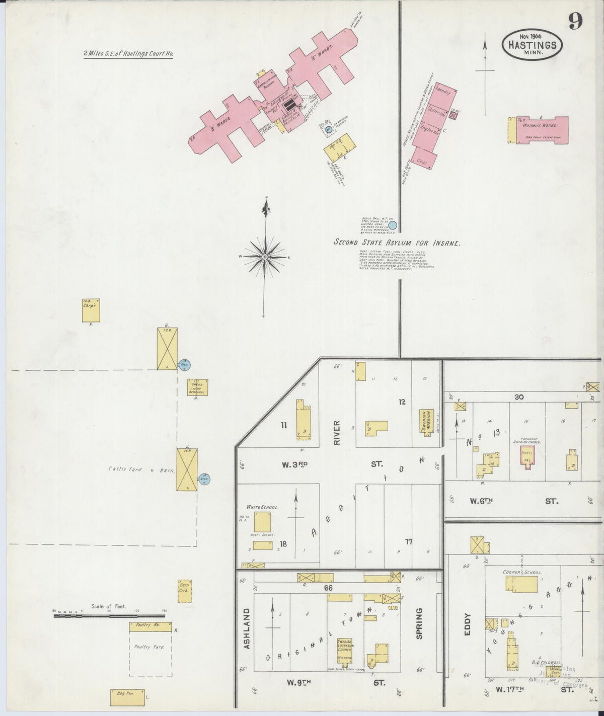 Sanborn Fire Insurance Map from Hastings, Dakota County, Minnesota (1904), Sheet #0009 - Complete Map Set gallery image, historic Sanborn map, vintage wall art, Minnesota Minnesota
