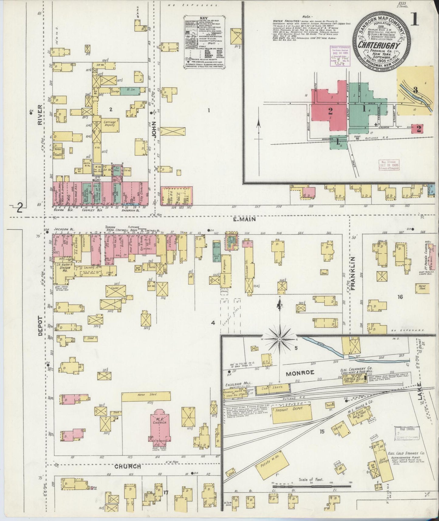 Sanborn Fire Insurance Map from Chateaugay, Franklin County, New York. (1905) – Historic Sanborn Fire Insurance Map Print