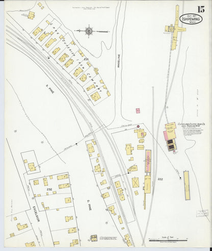 Sanborn Fire Insurance Map from Ishpeming, Marquette County, Michigan (1917), Sheet #0015 - Historic Sanborn Fire Insurance Map Print, vintage old map wall art, antique decor, genealogy gift, Michigan Michigan map