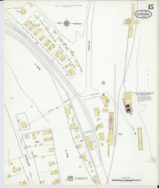 Sanborn Fire Insurance Map from Ishpeming, Marquette County, Michigan (1917), Sheet #0015 - Historic Sanborn Fire Insurance Map Print, vintage old map wall art, antique decor, genealogy gift, Michigan Michigan map