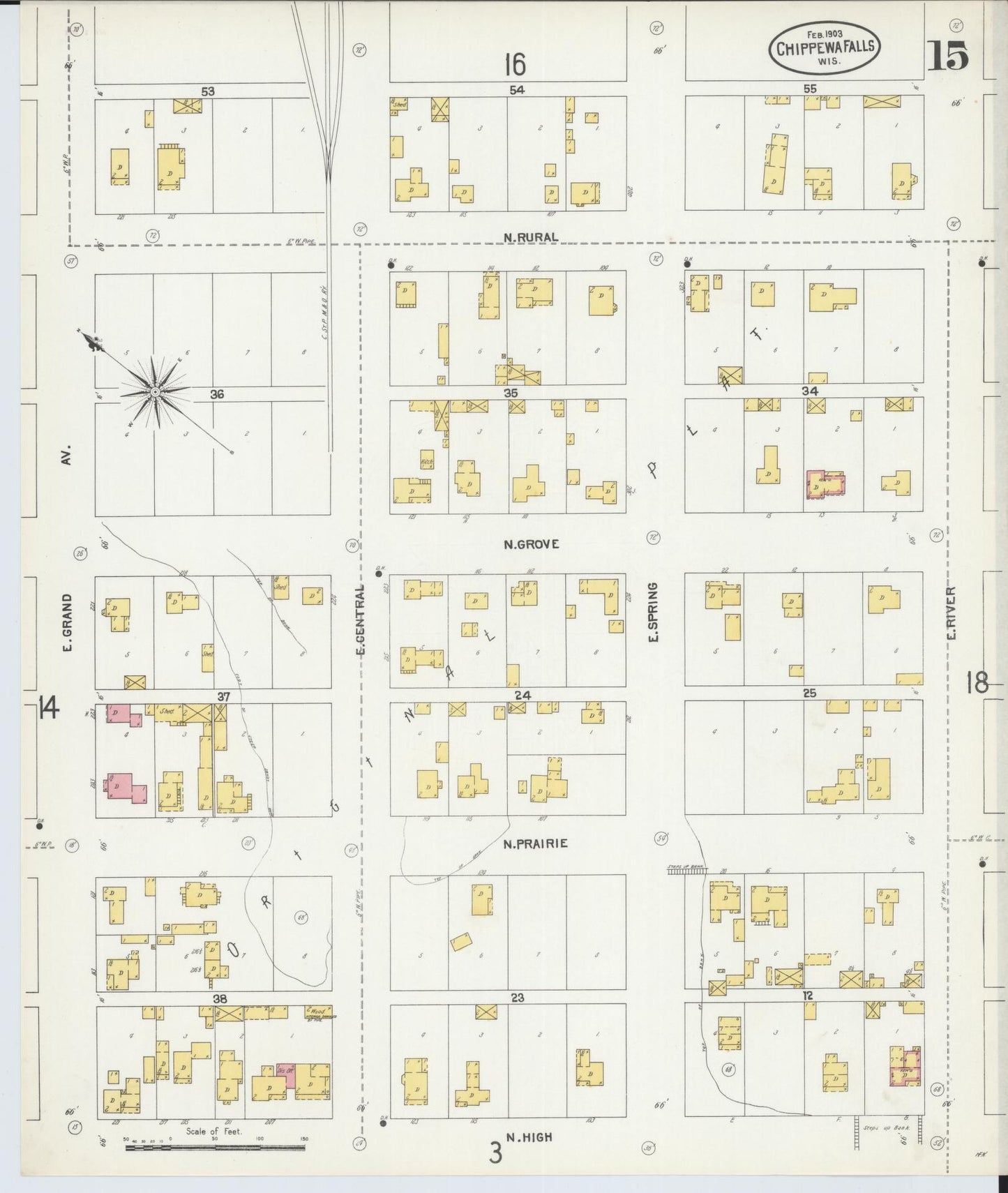 Sanborn Fire Insurance Map from Chippewa Falls, Chippewa County, Wisconsin (1903), Sheet #0015 - Complete Map Set gallery image, historic Sanborn map, vintage wall art, Wisconsin Wisconsin