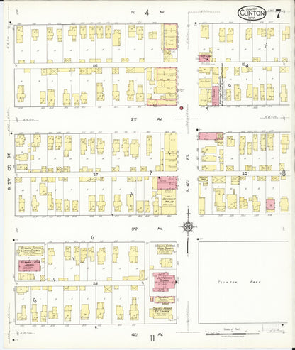 Sanborn Fire Insurance Map from Clinton, Clinton County, Iowa (1917), Sheet #0007 - Historic Sanborn Fire Insurance Map Print