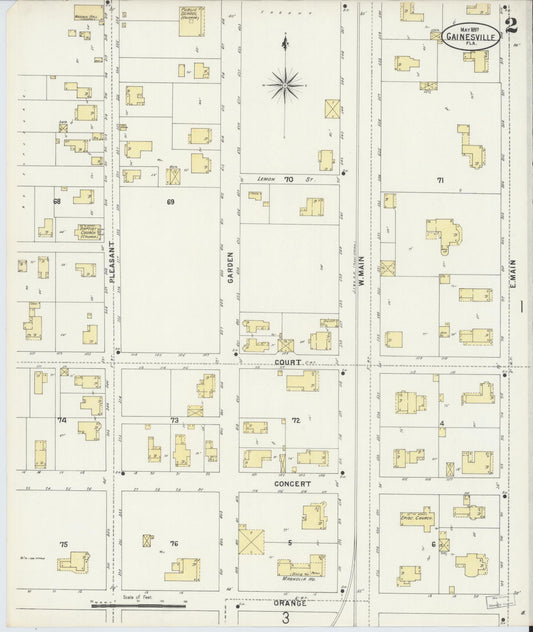Sanborn Fire Insurance Map from Gainesville, Alachua County, Florida (1897), Sheet #0002 - Historic Sanborn Fire Insurance Map Print, vintage old map wall art, antique decor, genealogy gift, Florida Florida map