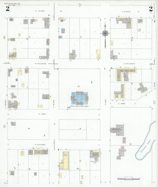 Sanborn Fire Insurance Map from Fort Stockton, Pecos County, Texas (1946), Sheet #0002 - Historic Sanborn Fire Insurance Map Print, vintage old map wall art, antique decor, genealogy gift, Texas Texas map