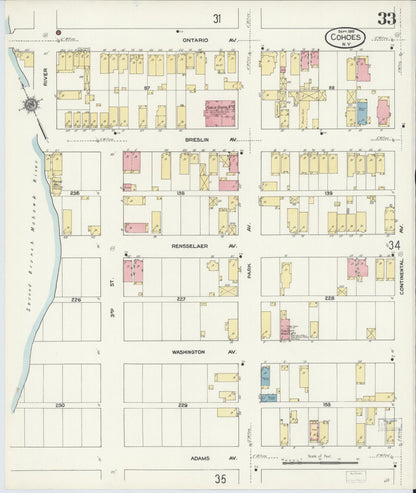 Sanborn Fire Insurance Map from Cohoes, Albany County, New York (1910), Sheet #0033 - Complete Map Set gallery image, historic Sanborn map, vintage wall art, New York New York
