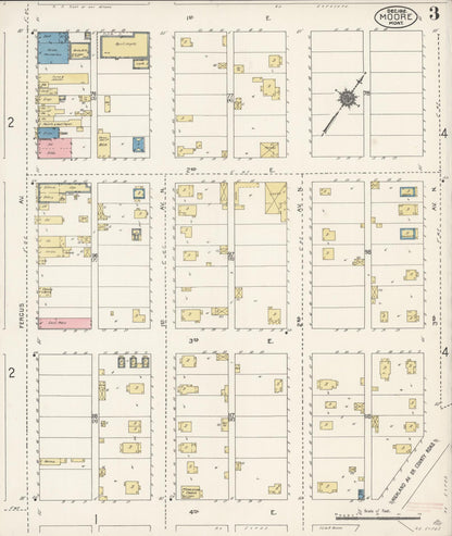 Sanborn Fire Insurance Map from Moore, Fergus County, Montana (1912), Sheet #0003 - Complete Map Set gallery image, historic Sanborn map, vintage wall art, Montana Montana