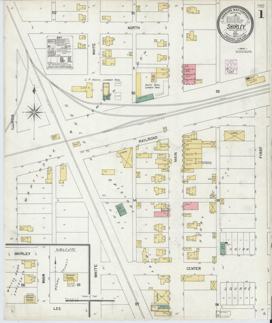 Sanborn Fire Insurance Map from Shirley, Hancock And Henry Counties, Indiana (1902), Sheet #0001 - Historic Sanborn Fire Insurance Map Print, vintage old map wall art, antique decor, genealogy gift, Indiana Indiana map