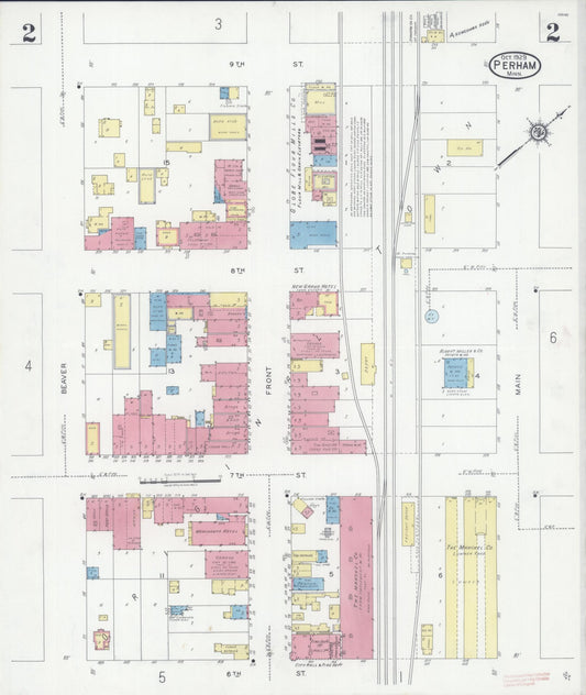 Sanborn Fire Insurance Map from Perham, Otter Tail County, Minnesota (1929), Sheet #0002 - Historic Sanborn Fire Insurance Map Print, vintage old map wall art, antique decor, genealogy gift, Minnesota Minnesota map