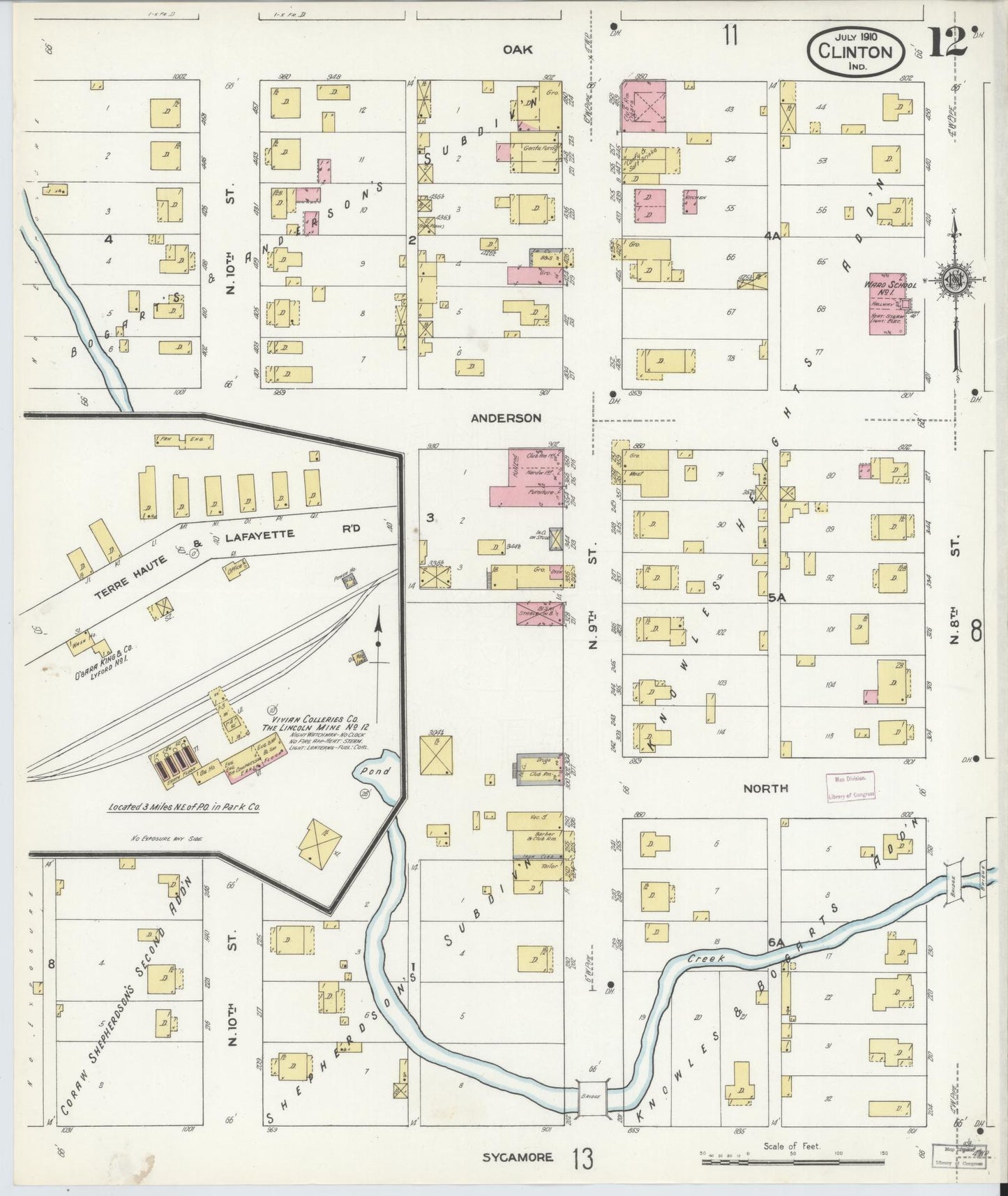 Sanborn Fire Insurance Map from Clinton, Vermillion County, Indiana (1910), Sheet #0012 - Complete Map Set gallery image, historic Sanborn map, vintage wall art, Indiana Indiana