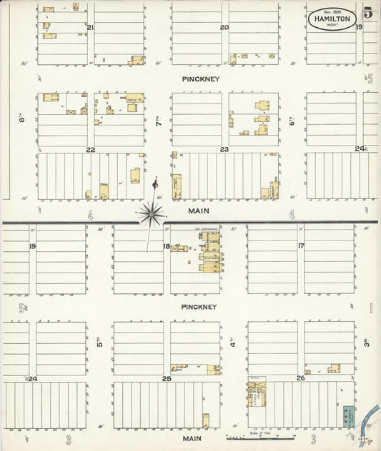 Sanborn Fire Insurance Map from Hamilton, Ravalli County, Montana (1893), Sheet #0005 - Historic Sanborn Fire Insurance Map Print, vintage old map wall art, antique decor, genealogy gift, Montana Montana map