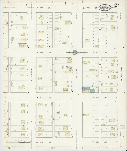 Sanborn Fire Insurance Map from Henryetta, Okmulgee County, Oklahoma (1914), Sheet #0002 - Historic Sanborn Fire Insurance Map Print, vintage old map wall art, antique decor, genealogy gift, Oklahoma Oklahoma map