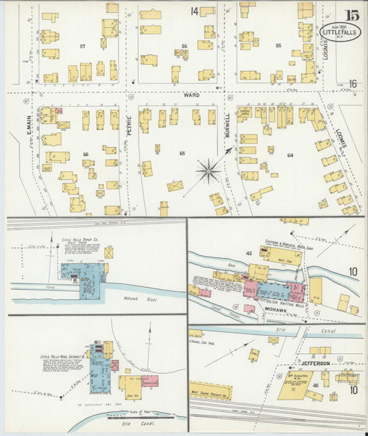 Sanborn Fire Insurance Map from Little Falls, Herkimer County, New York (1900), Sheet #0015 - Historic Sanborn Fire Insurance Map Print, vintage old map wall art, antique decor, genealogy gift, New York New York map