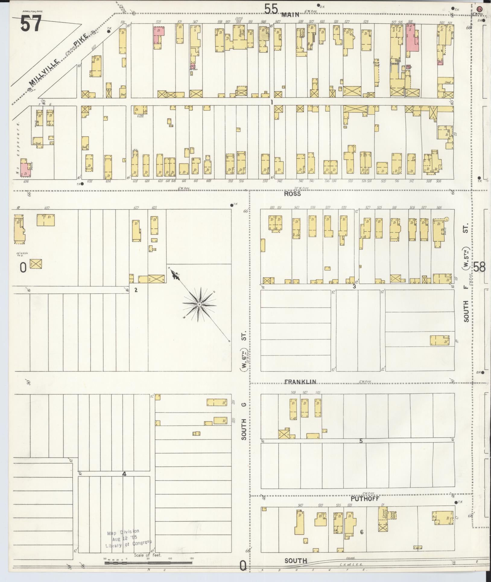 Sanborn Fire Insurance Map from Hamilton, Butler County, Ohio (1899), Sheet #0057 - Complete Map Set gallery image, historic Sanborn map, vintage wall art, Ohio Ohio