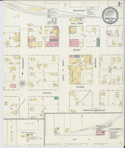 Sanborn Fire Insurance Map from Hamilton, Caldwell County, Missouri (1893), Sheet #0001 - Historic Sanborn Fire Insurance Map Print, vintage old map wall art, antique decor, genealogy gift, Missouri Missouri map