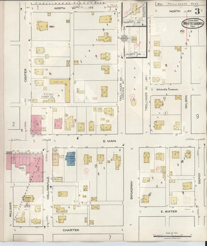 Sanborn Fire Insurance Map from Whitesboro, Grayson County, Texas (1943), Sheet #0003 - Complete Map Set gallery image, historic Sanborn map, vintage wall art, Texas Texas