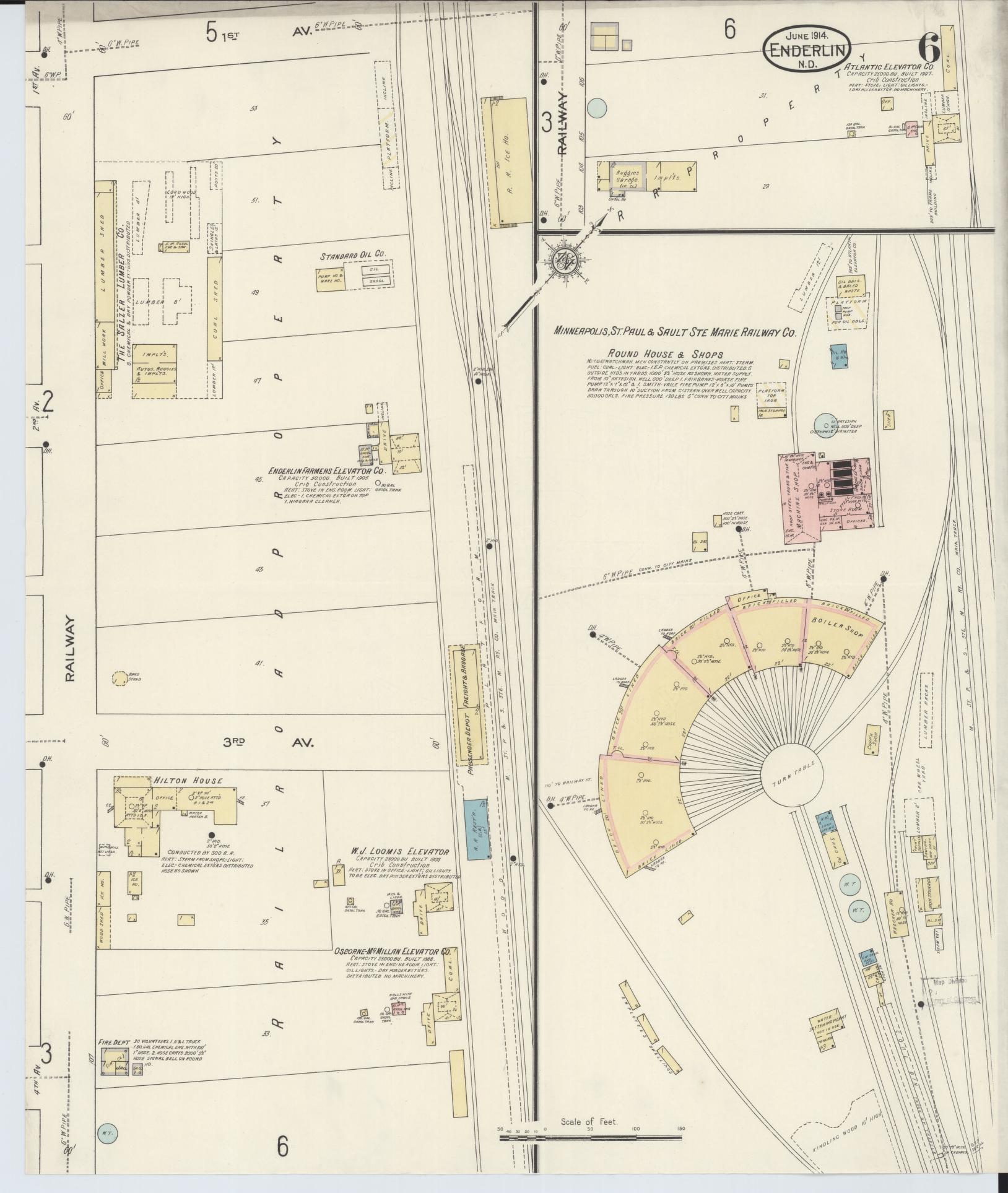 Sanborn Fire Insurance Map from Enderlin, Ransom County, North Dakota (1914), Sheet #0006 - Complete Map Set gallery image, historic Sanborn map, vintage wall art, North Dakota North Dakota