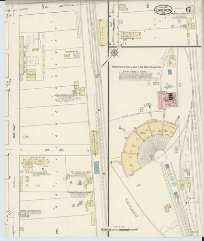 Sanborn Fire Insurance Map from Enderlin, Ransom County, North Dakota (1914), Sheet #0006 - Complete Map Set gallery image, historic Sanborn map, vintage wall art, North Dakota North Dakota