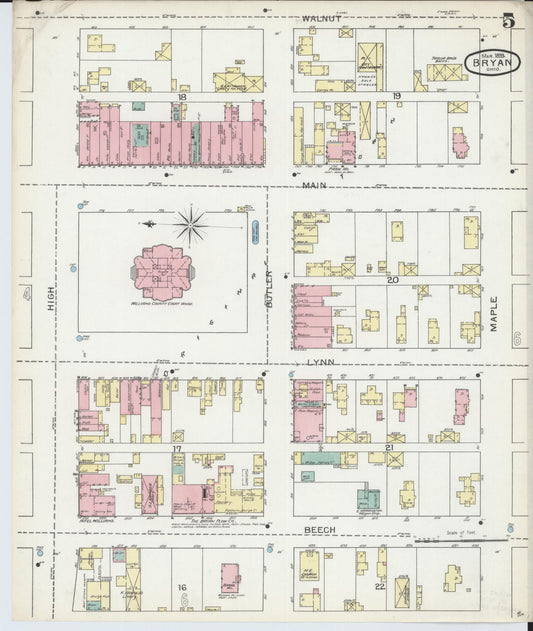 Sanborn Fire Insurance Map from Bryan, Williams County, Ohio (1893), Sheet #0005 - Historic Sanborn Fire Insurance Map Print, vintage old map wall art, antique decor, genealogy gift, Ohio Ohio map
