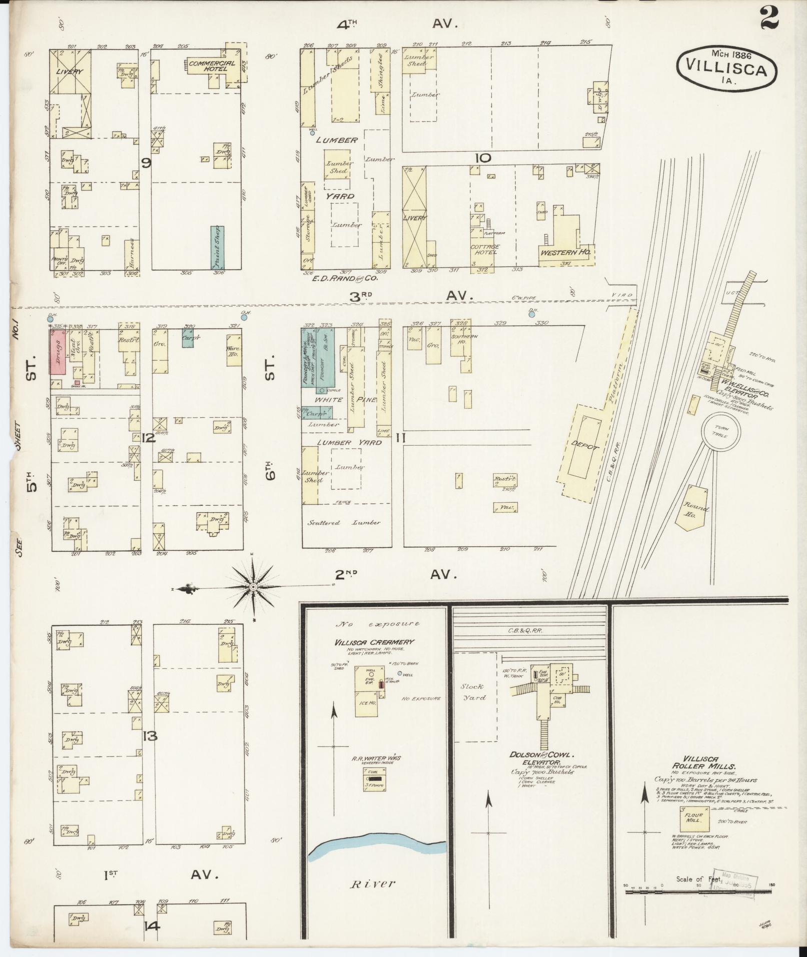 Sanborn Fire Insurance Map from Villisca, Montgomery County, Iowa (1886), Sheet #0002 - Historic Sanborn Fire Insurance Map Print