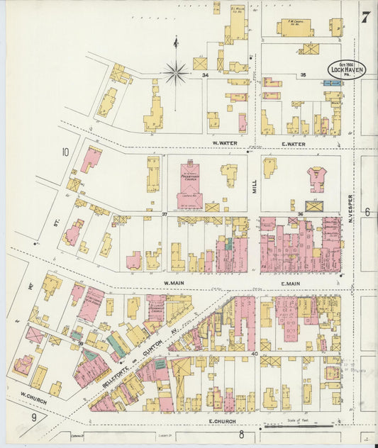 Sanborn Fire Insurance Map from Lock Haven, Clinton County, Pennsylvania (1906), Sheet #0007 - Historic Sanborn Fire Insurance Map Print, vintage old map wall art, antique decor, genealogy gift, Pennsylvania Pennsylvania map