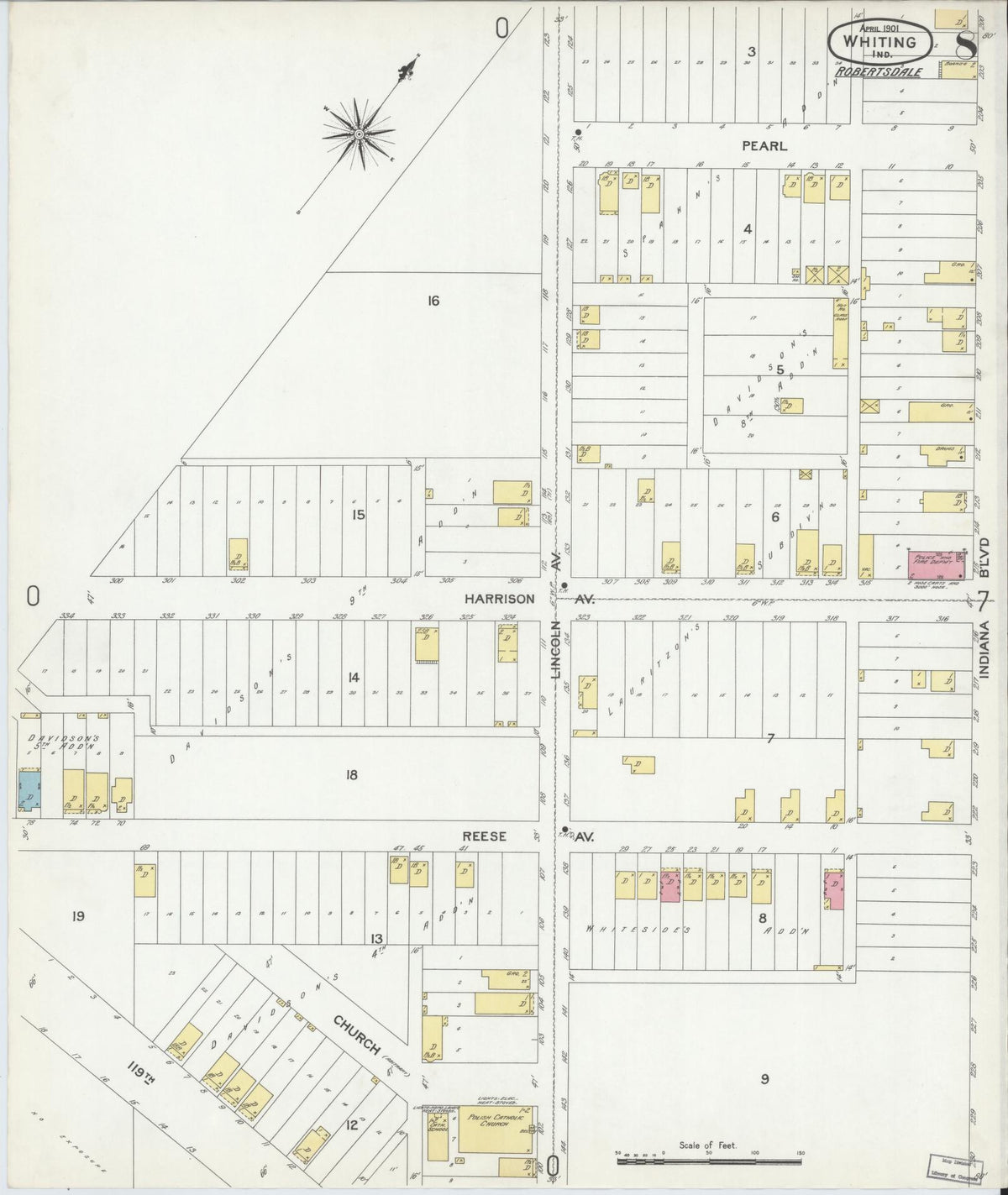 Sanborn Fire Insurance Map from Whiting, Lake County, Indiana (1901), Sheet #0008 - Historic Sanborn Fire Insurance Map Print, vintage old map wall art, antique decor, genealogy gift, Indiana Indiana map