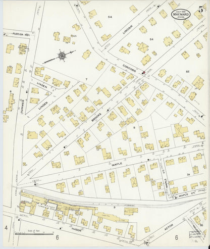 Sanborn Fire Insurance Map from Maynard, Middlesex County, Massachusetts (1910), Sheet #0005 - Complete Map Set gallery image, historic Sanborn map, vintage wall art, Massachusetts Massachusetts