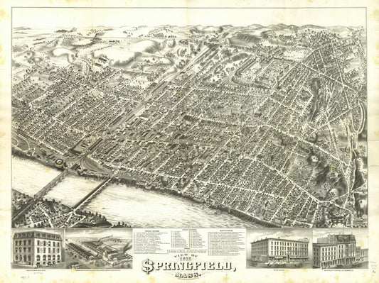 View of Springfield, Mass. 1875. (1875) – Historic Bird’s-Eye View Panorama Print