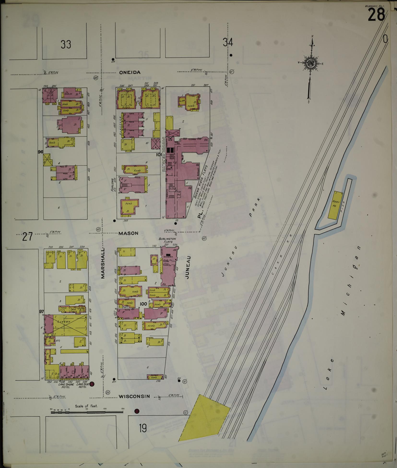 Sanborn Fire Insurance Map from Milwaukee, Milwaukee County, Wisconsin (1910), Sheet #0028 - Complete Map Set gallery image, historic Sanborn map, vintage wall art, Wisconsin Wisconsin