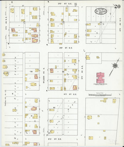 Sanborn Fire Insurance Map from Saint Cloud, Stearns, Benton, and Sherburne Counties, Minnesota (1919), Sheet #0020 - Complete Map Set gallery image, historic Sanborn map, vintage wall art, Minnesota Minnesota