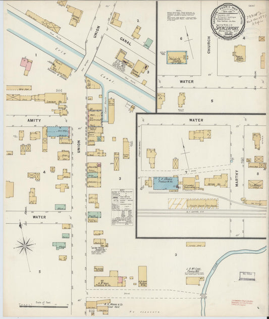 Sanborn Fire Insurance Map from Spencerport, Monroe County, New York (1897), Sheet #0001 - Historic Sanborn Fire Insurance Map Print, vintage old map wall art, antique decor, genealogy gift, New York New York map