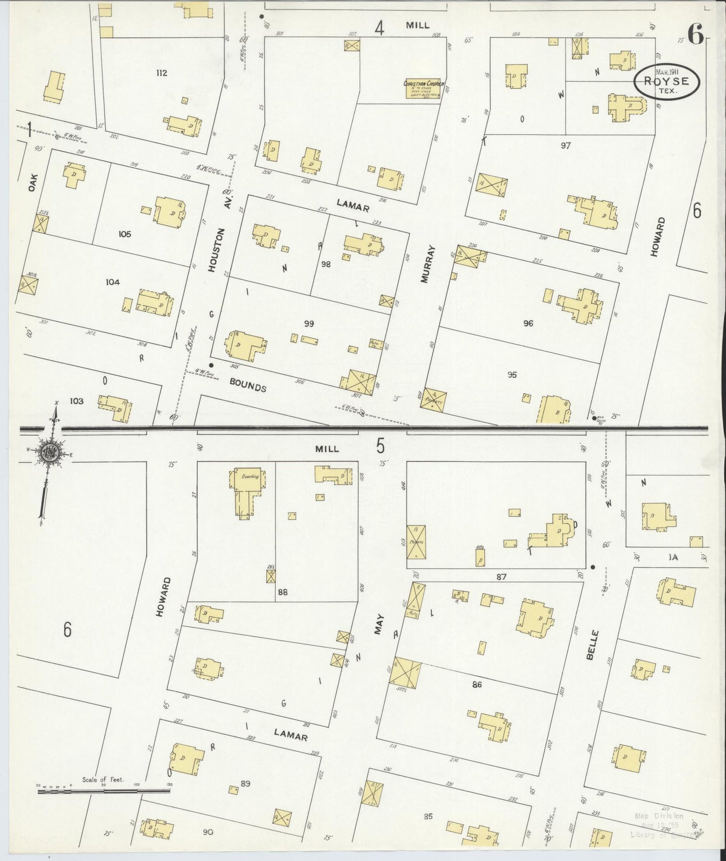 Sanborn Fire Insurance Map from Royse City, Rockwell County, Texas (1911), Sheet #0006 - Complete Map Set gallery image, historic Sanborn map, vintage wall art, Texas Texas