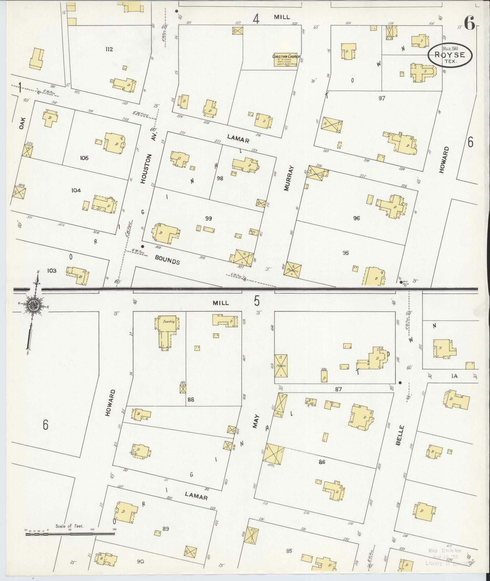Sanborn Fire Insurance Map from Royse City, Rockwell County, Texas (1911), Sheet #0006 - Complete Map Set gallery image, historic Sanborn map, vintage wall art, Texas Texas
