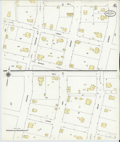 Sanborn Fire Insurance Map from Royse City, Rockwell County, Texas (1911), Sheet #0006 - Complete Map Set gallery image, historic Sanborn map, vintage wall art, Texas Texas