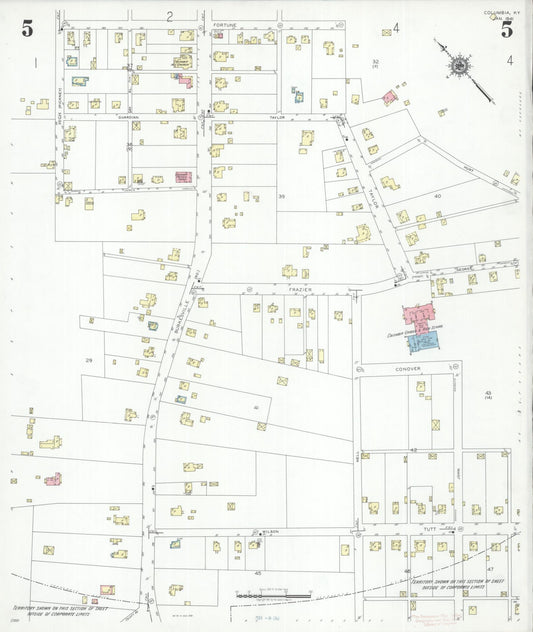 Sanborn Fire Insurance Map from Columbia, Adair County, Kentucky (1941), Sheet #0005 - Historic Sanborn Fire Insurance Map Print, vintage old map wall art, antique decor, genealogy gift, Kentucky Kentucky map