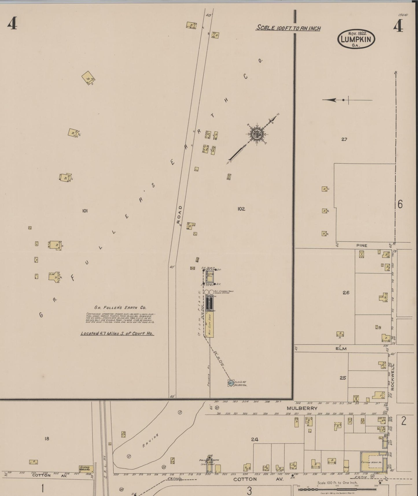 Sanborn Fire Insurance Map from Lumpkin, Stewart County, Georgia (1922), Sheet #0004 - Complete Map Set gallery image, historic Sanborn map, vintage wall art, Georgia Georgia