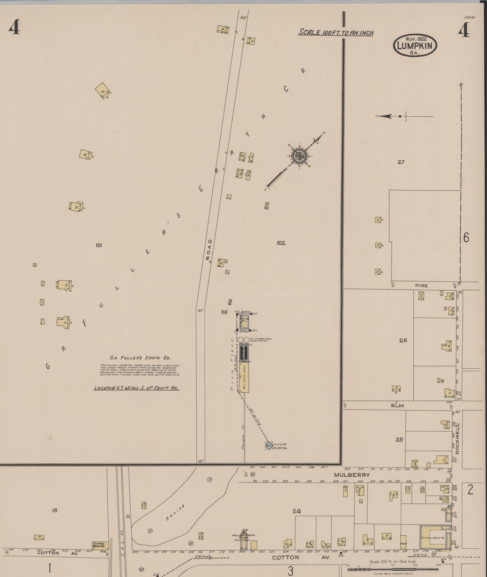 Sanborn Fire Insurance Map from Lumpkin, Stewart County, Georgia (1922), Sheet #0004 - Complete Map Set gallery image, historic Sanborn map, vintage wall art, Georgia Georgia