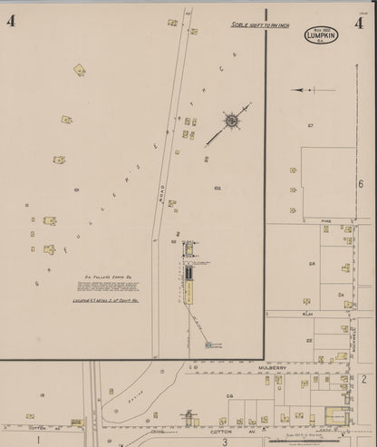 Sanborn Fire Insurance Map from Lumpkin, Stewart County, Georgia (1922), Sheet #0004 - Complete Map Set gallery image, historic Sanborn map, vintage wall art, Georgia Georgia