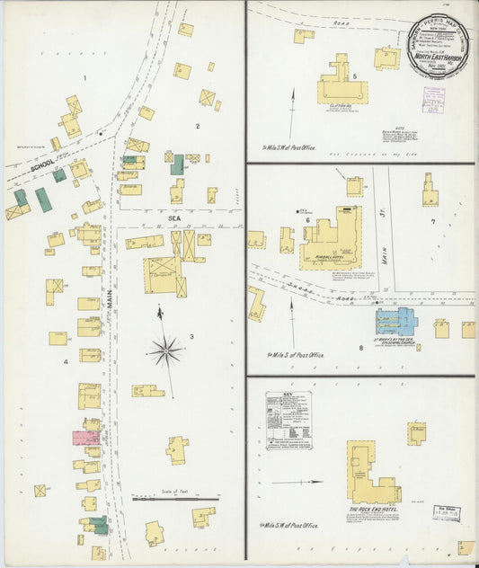 Sanborn Fire Insurance Map from North East Harbor, Hancock County, Maine (1901), Sheet #0001 - Historic Sanborn Fire Insurance Map Print, vintage old map wall art, antique decor, genealogy gift, Maine Maine map