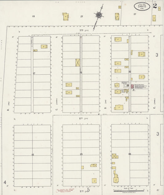 Sanborn Fire Insurance Map from Davis, Yolo County, California (1921), Sheet #0002 - Historic Sanborn Fire Insurance Map Print, vintage old map wall art, antique decor, genealogy gift, California California map