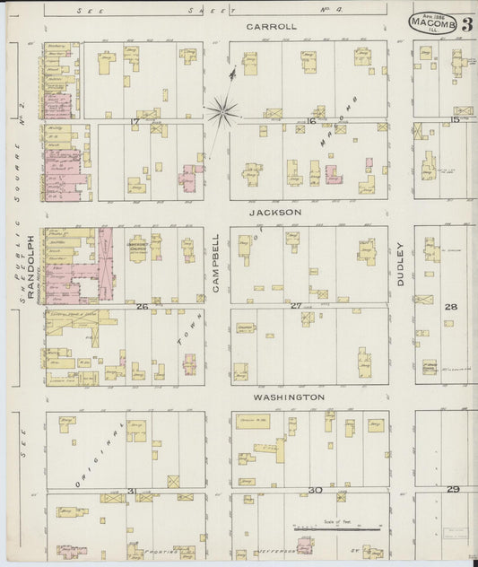 Sanborn Fire Insurance Map from Macomb, Mcdonough County, Illinois (1886), Sheet #0003 - Historic Sanborn Fire Insurance Map Print, vintage old map wall art, antique decor, genealogy gift, Illinois Illinois map