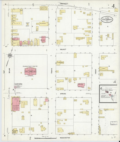 Sanborn Fire Insurance Map from Columbus, Colorado County, Texas (1912), Sheet #0004 - Historic Sanborn Fire Insurance Map Print, vintage old map wall art, antique decor, genealogy gift, Texas Texas map