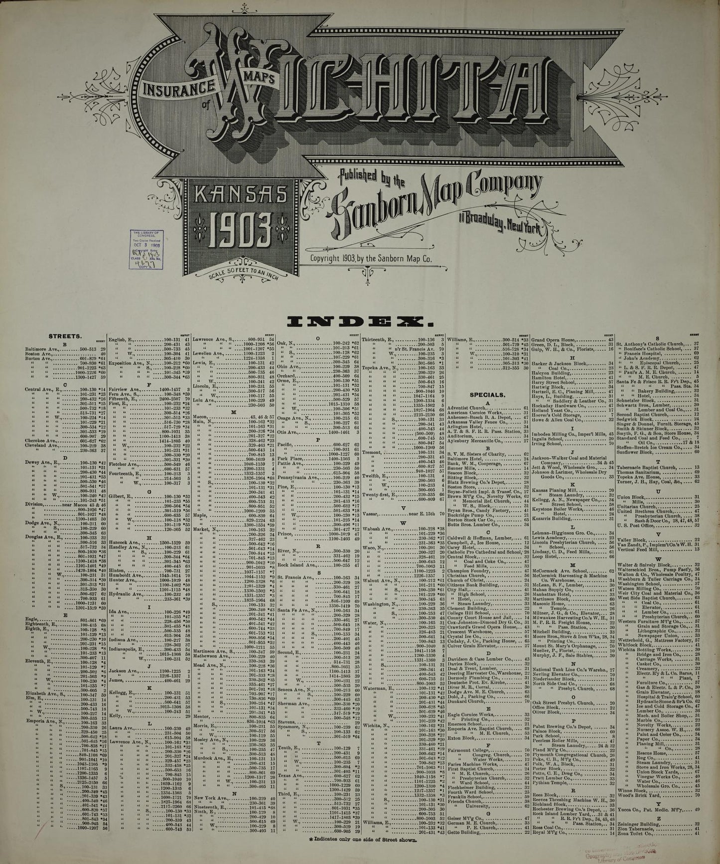 Sanborn Fire Insurance Map from Wichita, Sedgwick County, Kansas. (1903) – Historic Sanborn Fire Insurance Map Print