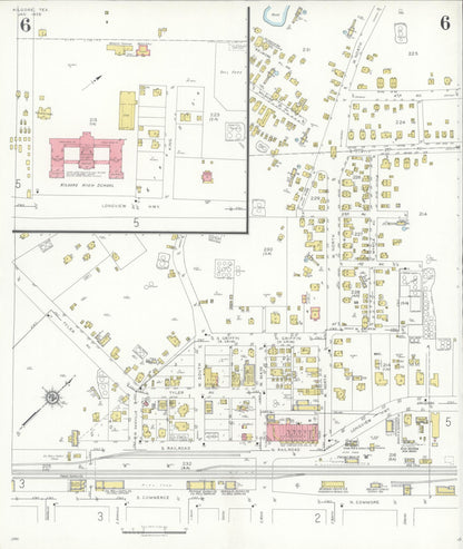 Sanborn Fire Insurance Map from Kilgore, Gregg County, Texas (1936), Sheet #0006 - Complete Map Set gallery image, historic Sanborn map, vintage wall art, Texas Texas