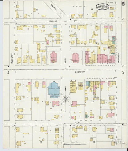 Sanborn Fire Insurance Map from Granville, Licking County, Ohio (1896), Sheet #0003 - Complete Map Set gallery image, historic Sanborn map, vintage wall art, Ohio Ohio