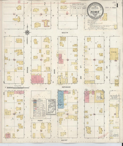 Sanborn Fire Insurance Map from Howe, LaGrange County, Indiana (1933), Sheet #0001 - Historic Sanborn Fire Insurance Map Print, vintage old map wall art, antique decor, genealogy gift, Indiana Indiana map